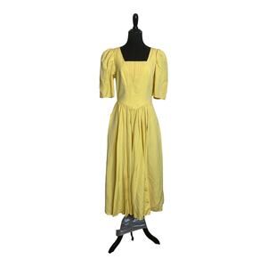Lodenfrey vintage yellow short sleeves maxi dress size Large